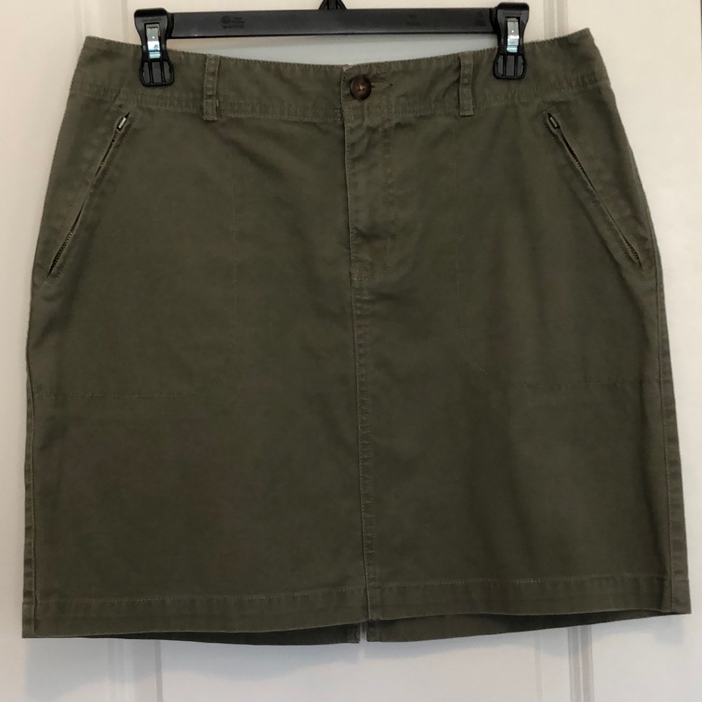 Eddie Bauer Women’s Skirt, Olive Cotton/Spandex Duck, 10 Petite